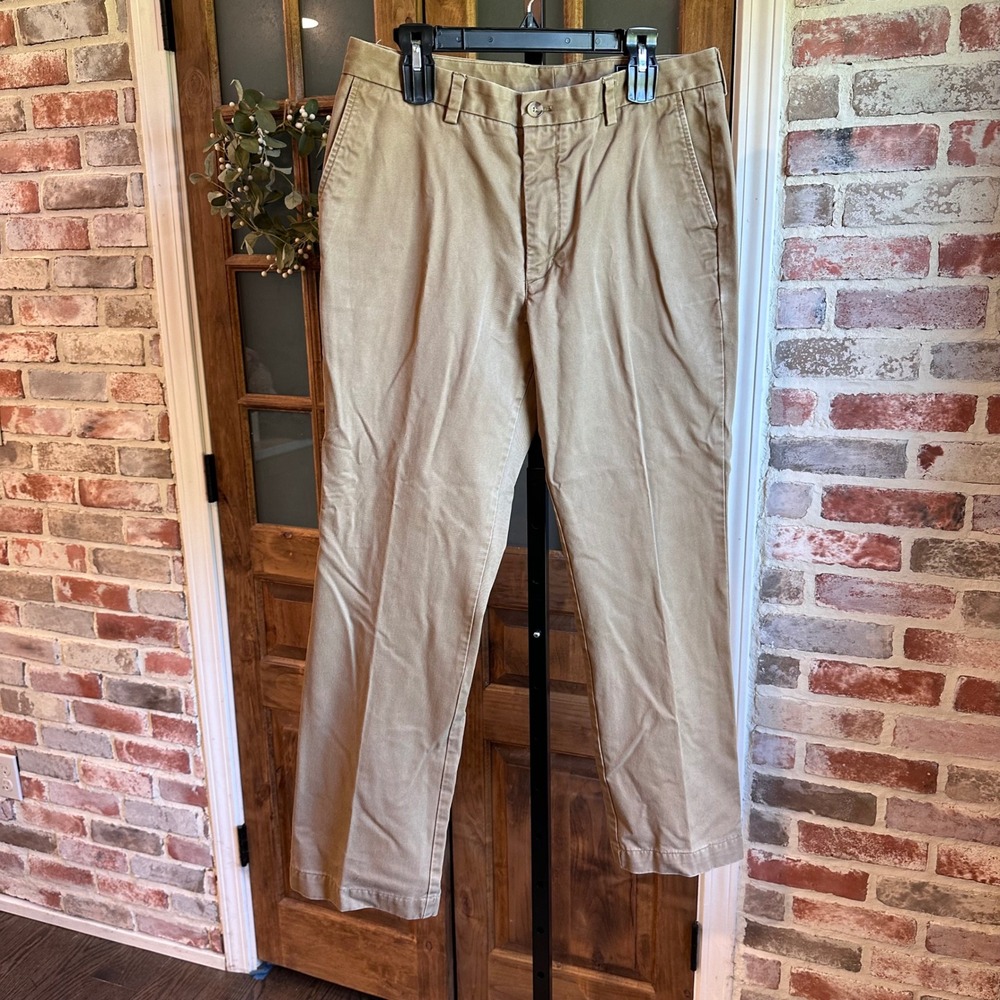 Vineyard Vines Breaker Pant Mens Khaki Plaid Flannel Lined Slim Fit Chino 35x32